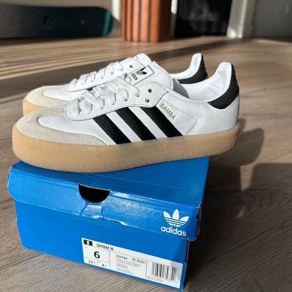 Adidas Women's Samba Sneakers - Black, White, and Tan Sambae - Picture 2 of 3